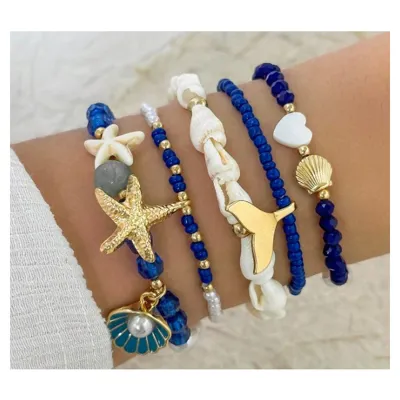 5 delni boho poletni set zapestnic